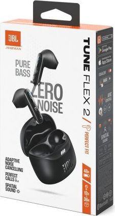 JBL Tune Flex 2 – čierne slúchadlá a nabíjacie puzdro