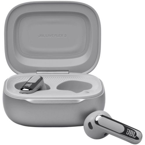 JBL Live Flex 3 – bezdrôtové slúchadlá s ANC a dotykovým puzdrom, strieborné – detail 2