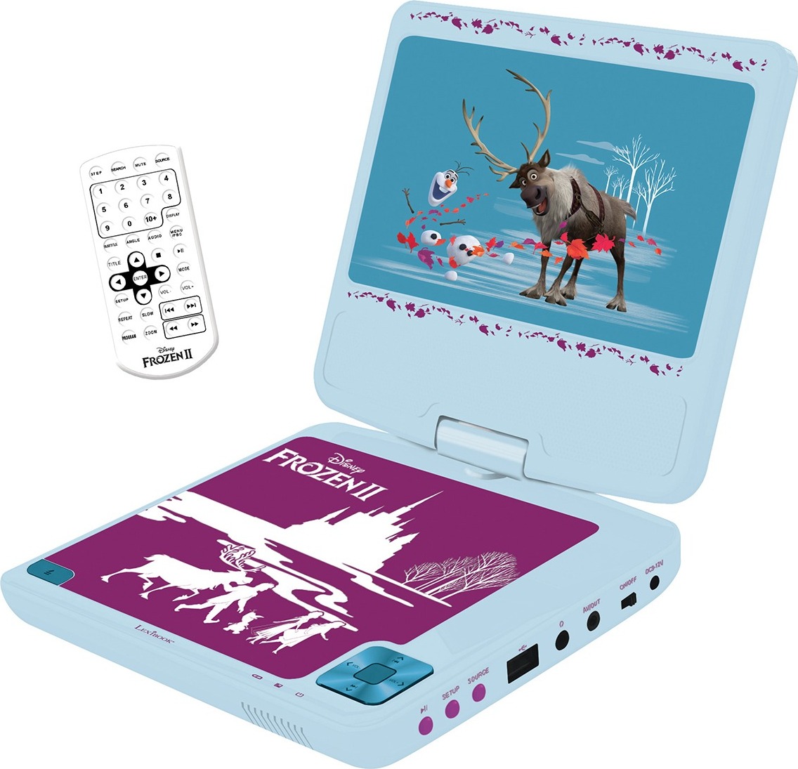 Frozen Prenosný DVD prehrávač 7 s rotujúcou obrazovkou a slúchadlami