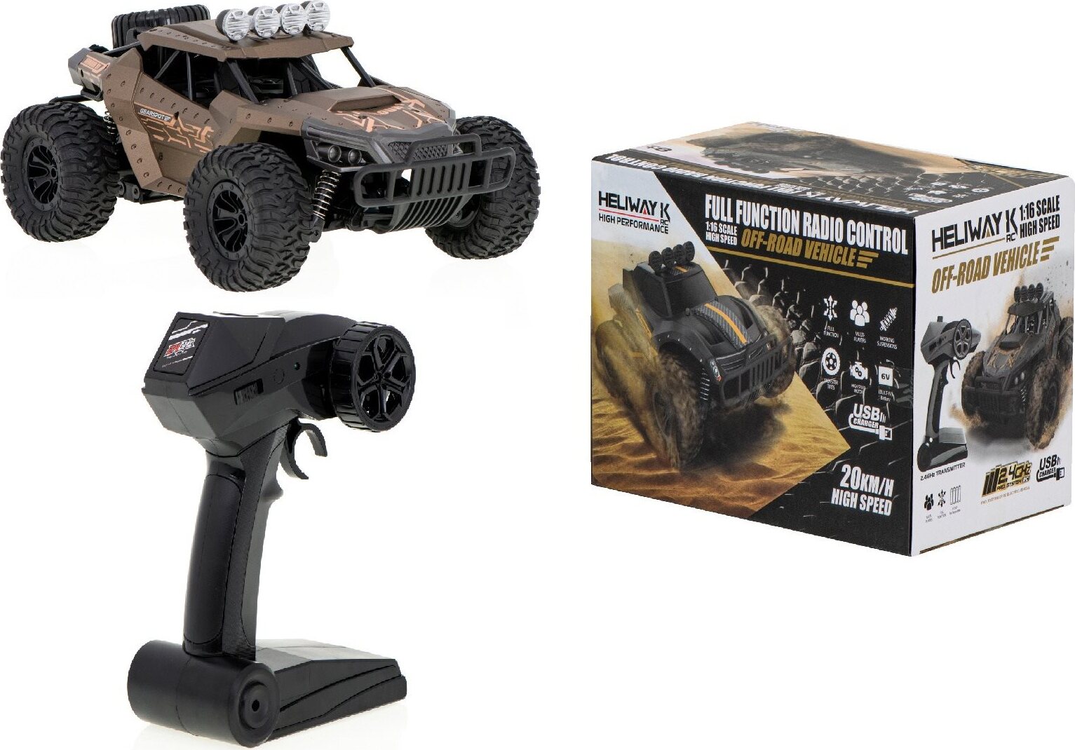 RC terénne driftovacie auto 20 km/h hnedé