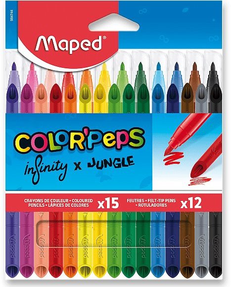 MAPED Jungle fixky 12 ks + Infinity pastelky 15 ks