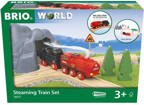 BRIO WORLD 36017 Vianočná vlaková súprava s parnou lokomotívou na batérie