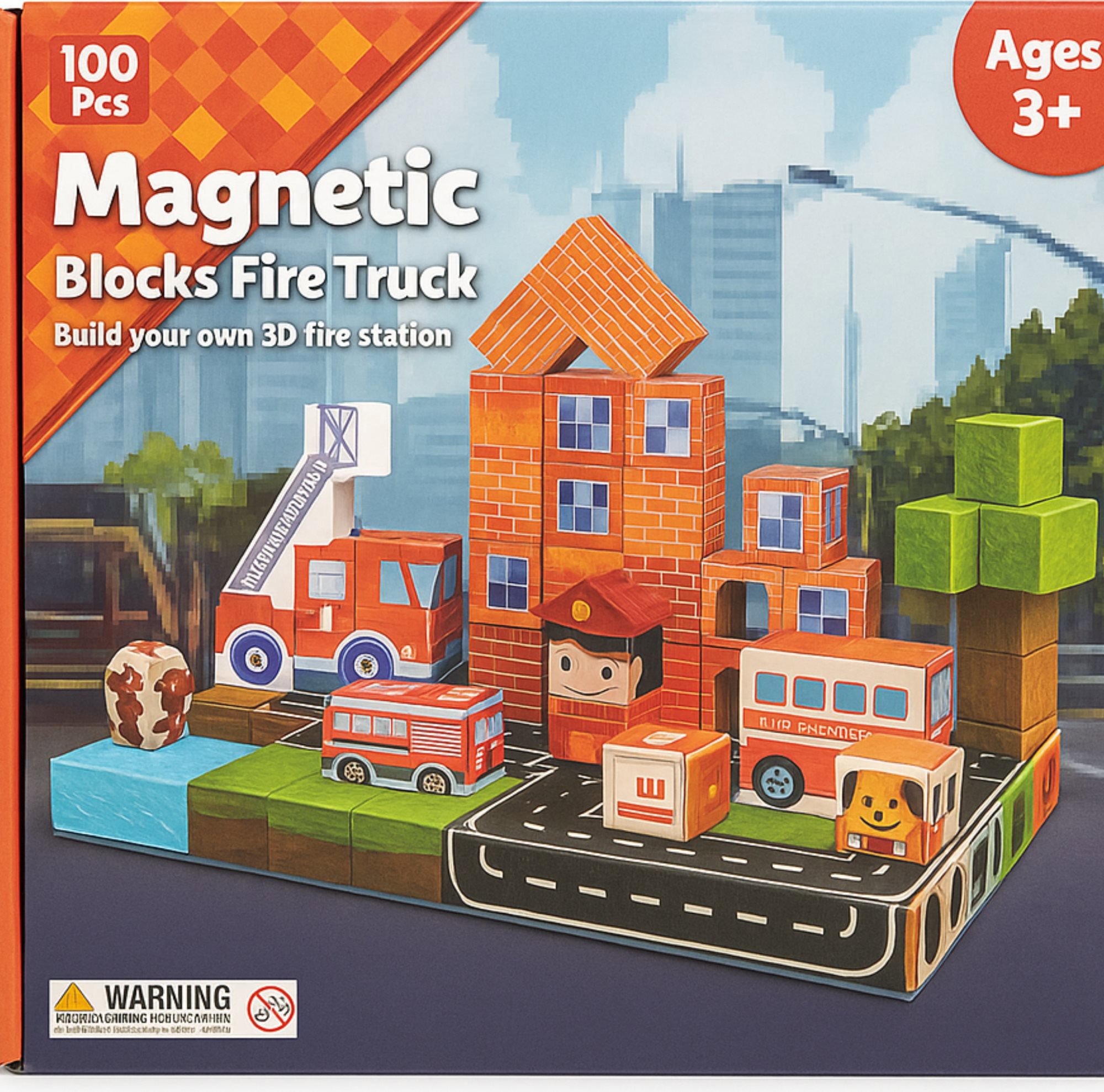Norimpex Magnetická stavebnica Hasiči v meste 100 ks