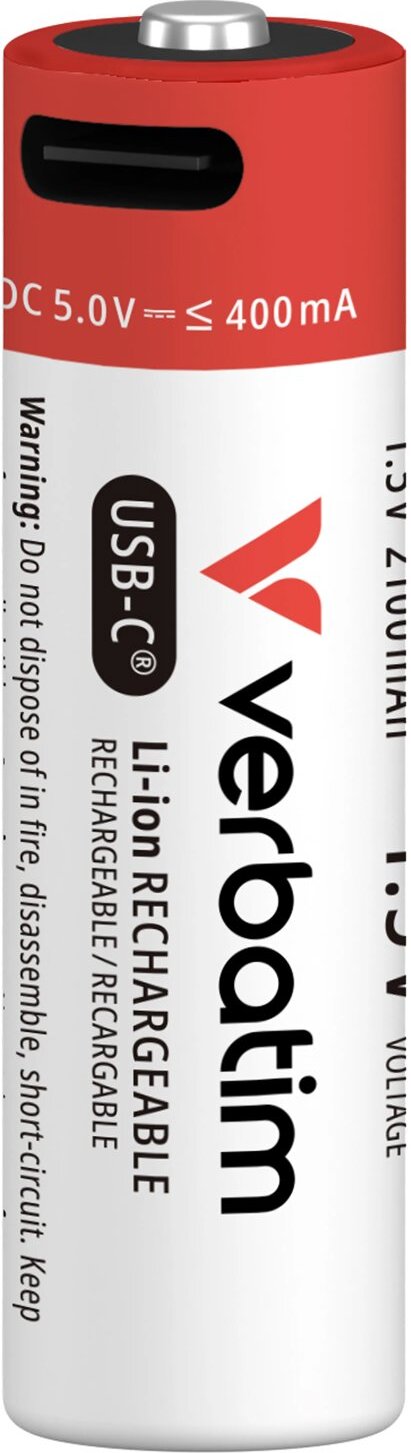 VERBATIM USB-C Li-Ion Mignon AA, 1,5 V, 2 100 mAh, 4 ks