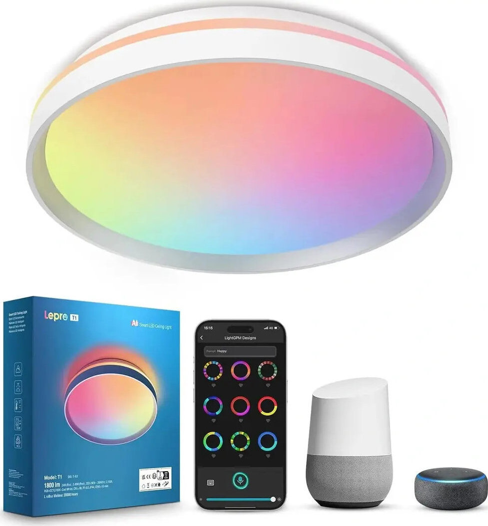 Lepro T1 AI Smart LED Stropné Svietidlo RGBCCT 24 W 1 800 lm, WiFi a Bluetooth, IP44