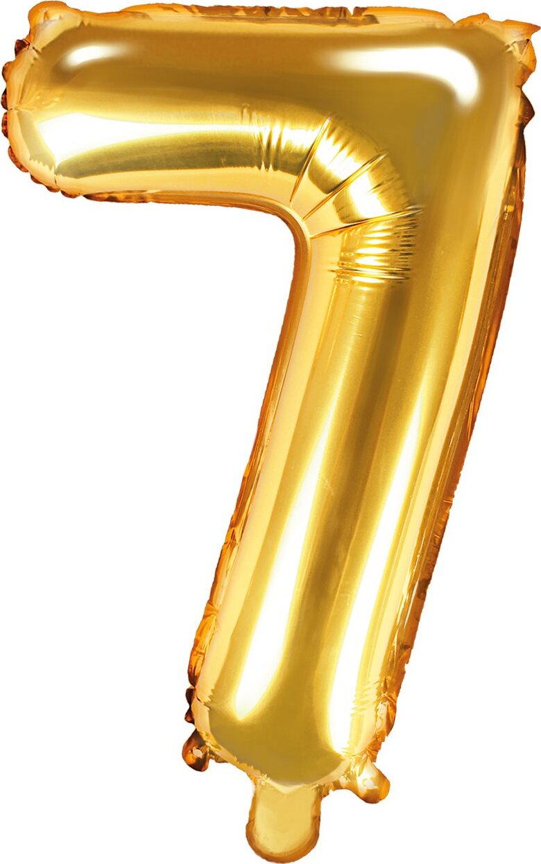 Fóliový balónik, 35 cm, číslica „7“, zlatý