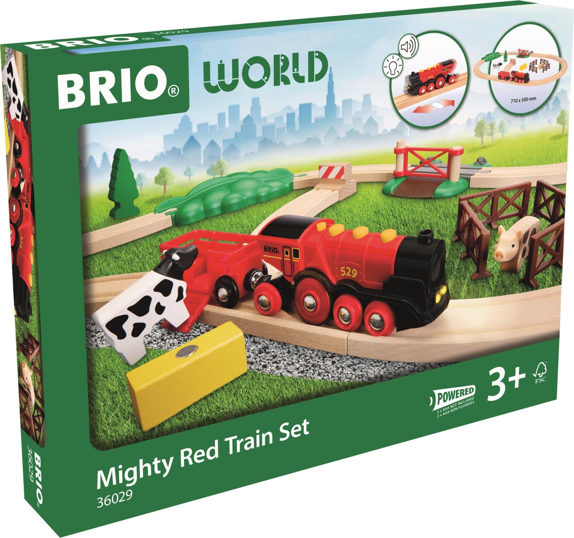 Brio Herné sady 36029 Vlaková sada s mohutnou červenou akčnou lokomotívou