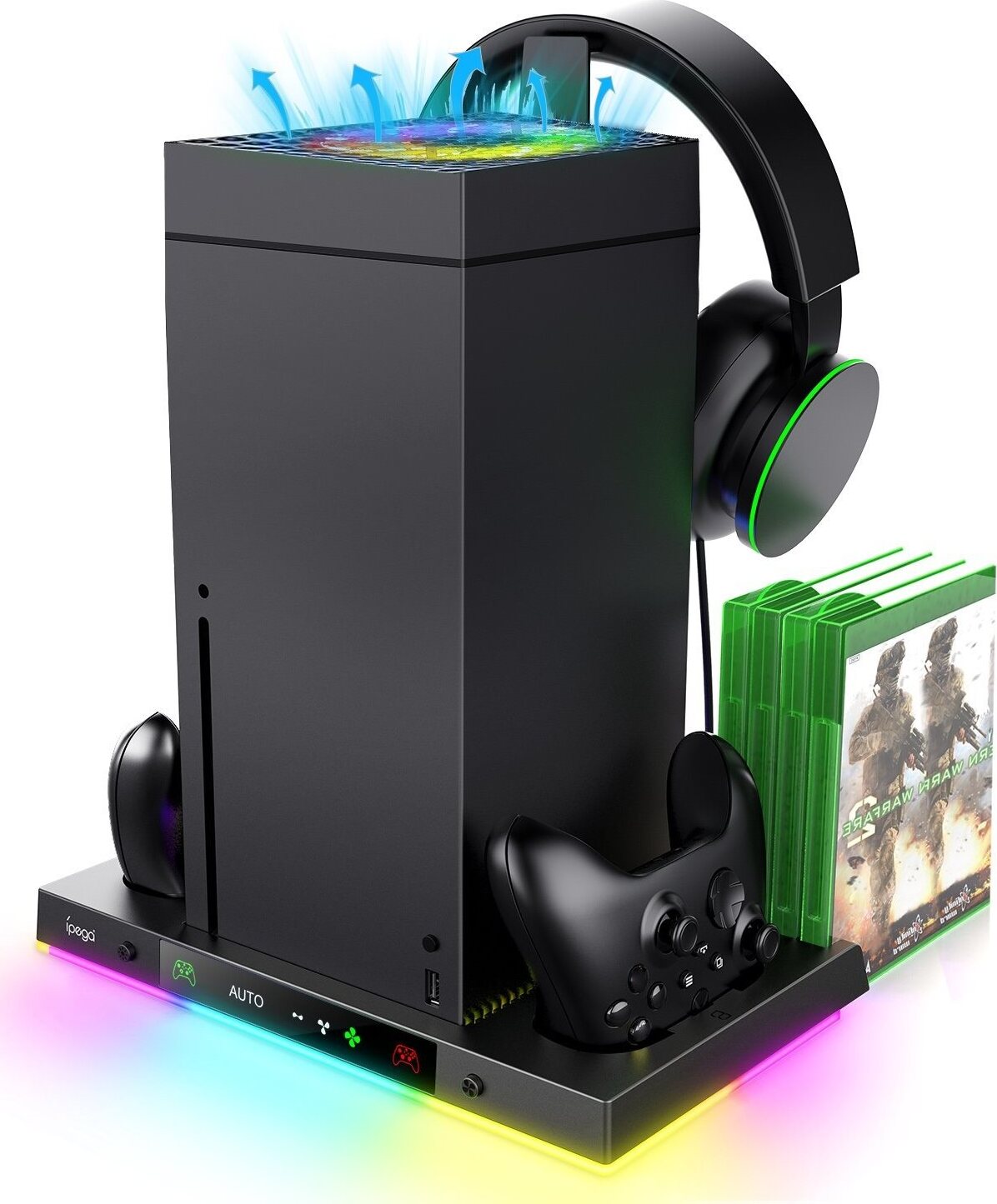 iPega XBX024S Multifunkčný Nabíjací RGB Stojan s Chladením pre Xbox