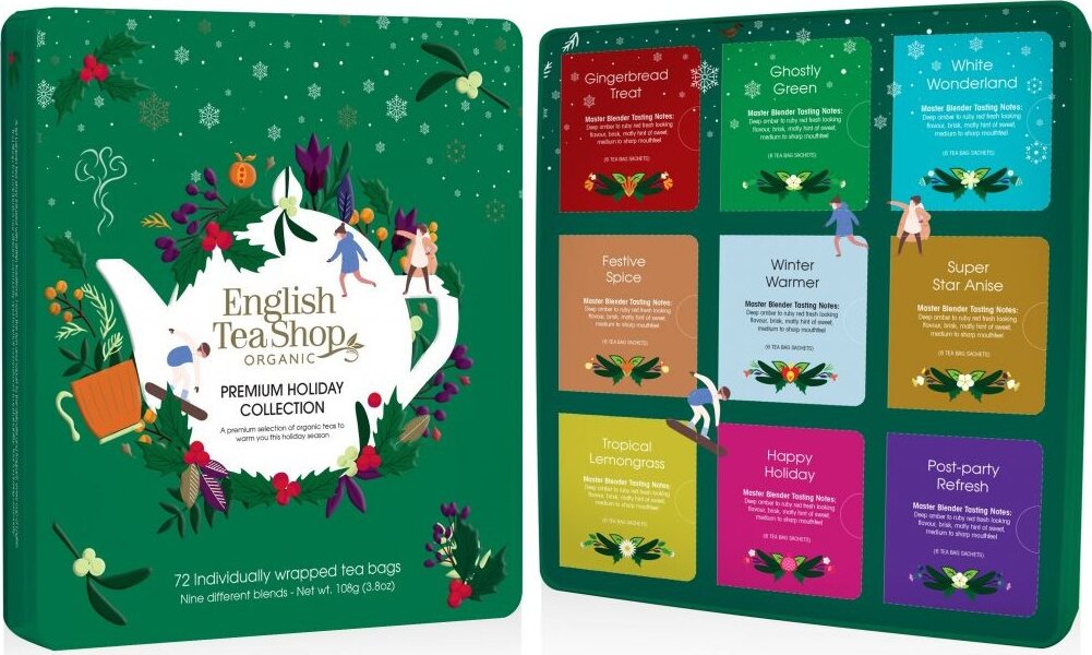 English Tea Shop Prémiová vianočná zelená kolekcia 108 g, 72 ks bio ETS72