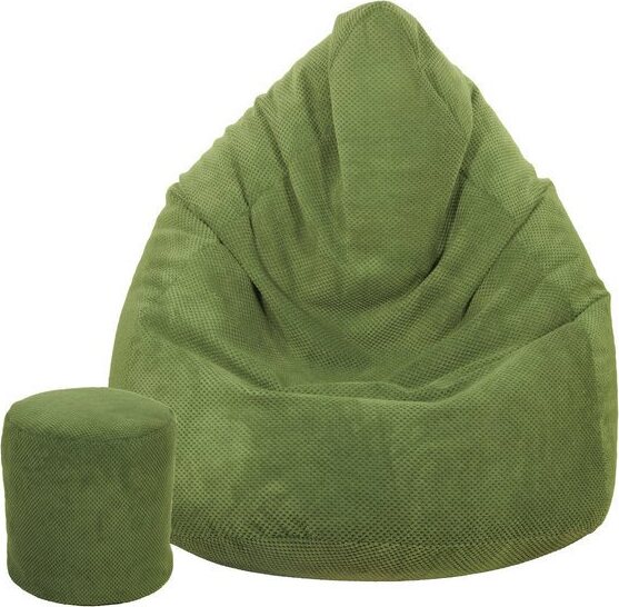 TopKing Sedací vak XXXXL + podnožník XL plyš, khaki