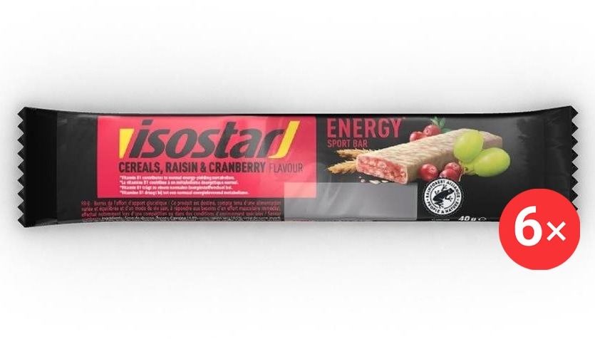 Isostar Energy sport bar 6× 40 g, brusnica