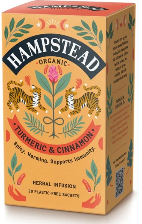 Hampstead Tea BIO Bylinný čaj kurkuma a škorica 20 ks