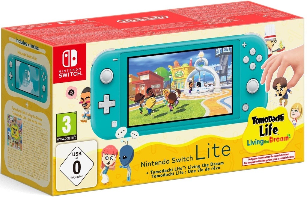 Nintendo Switch Lite – Turquoise + Tomodachi Life: Living The Dream