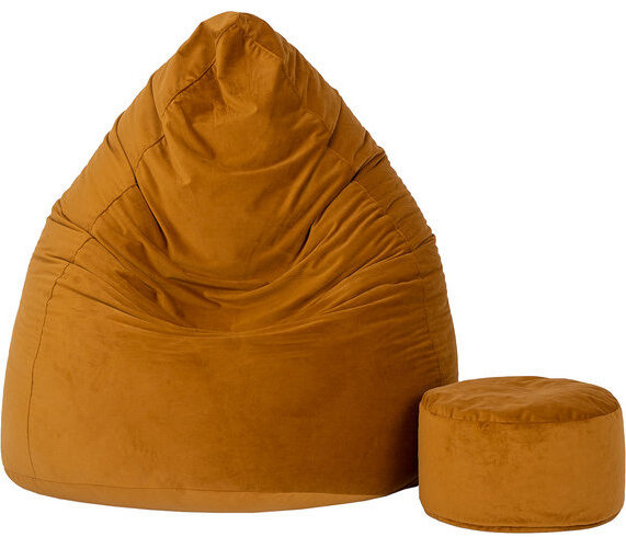TopKing Sedací vak XXXXL + podnožník XL velúr, hnedý
