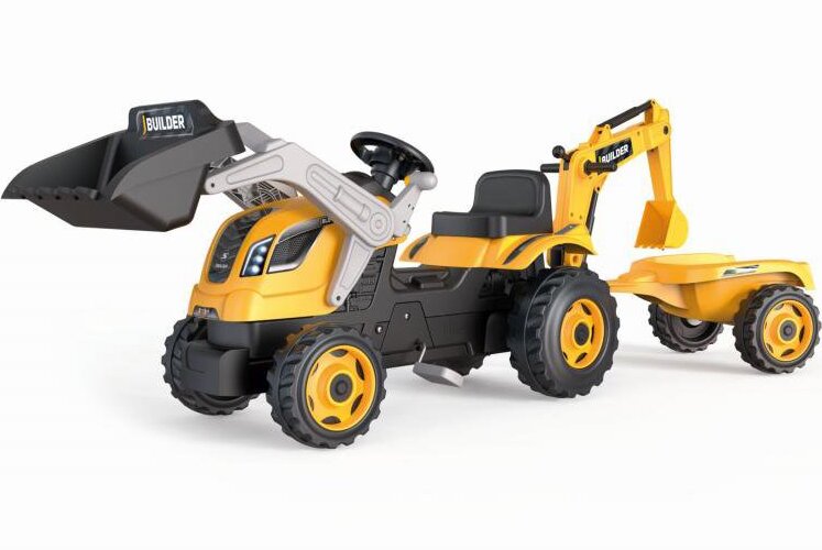 Smoby Šliapací traktor Builder Max s bagrom a vozíkom