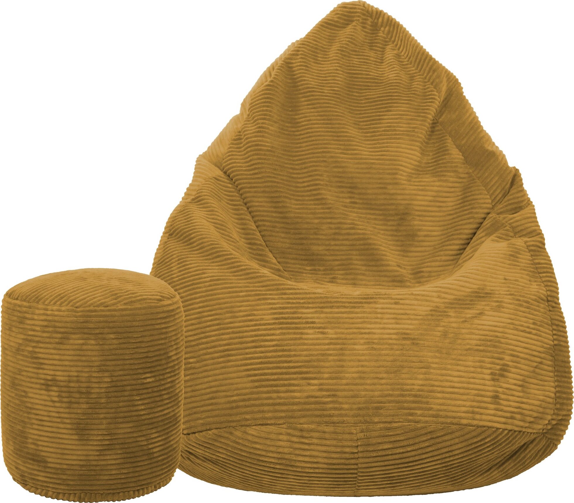 TopKing Sedací vak + podnožník XL menčester Lincoln, horčicový, 125 cm