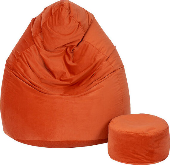 TopKing Sedací vak XXXXL + podnožník XL velúr, oranžový