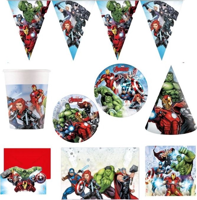 GODAN Detská narodeninová sada Avengers, 12 osôb, 78 ks