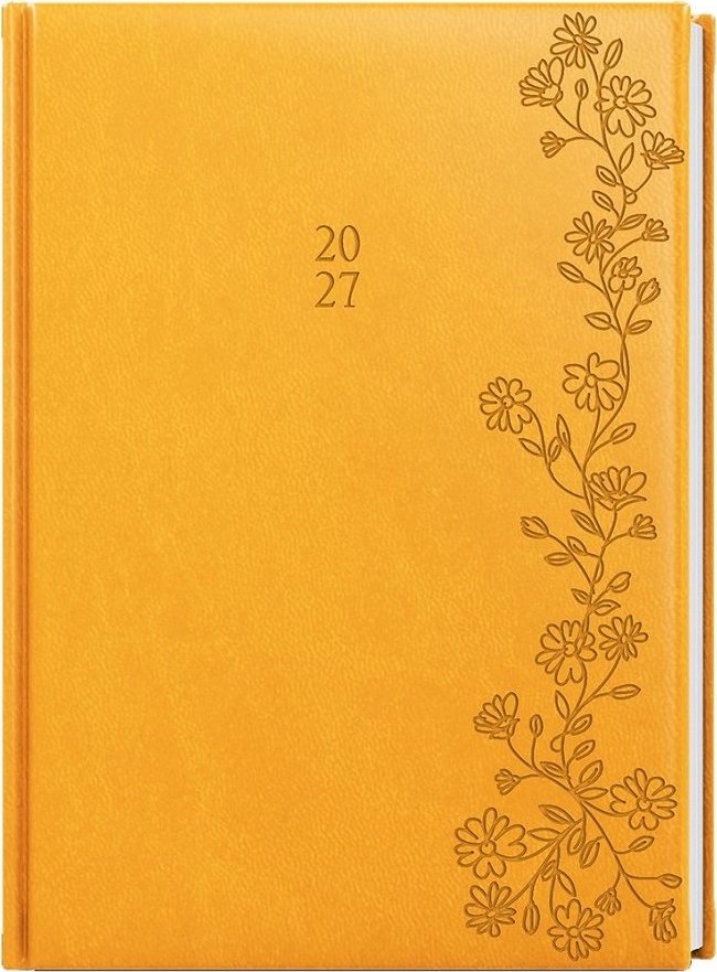 BALOUŠEK David Vivella s razbou denný Kvety 2027, okrový, A5, 14,3 × 20,5 cm