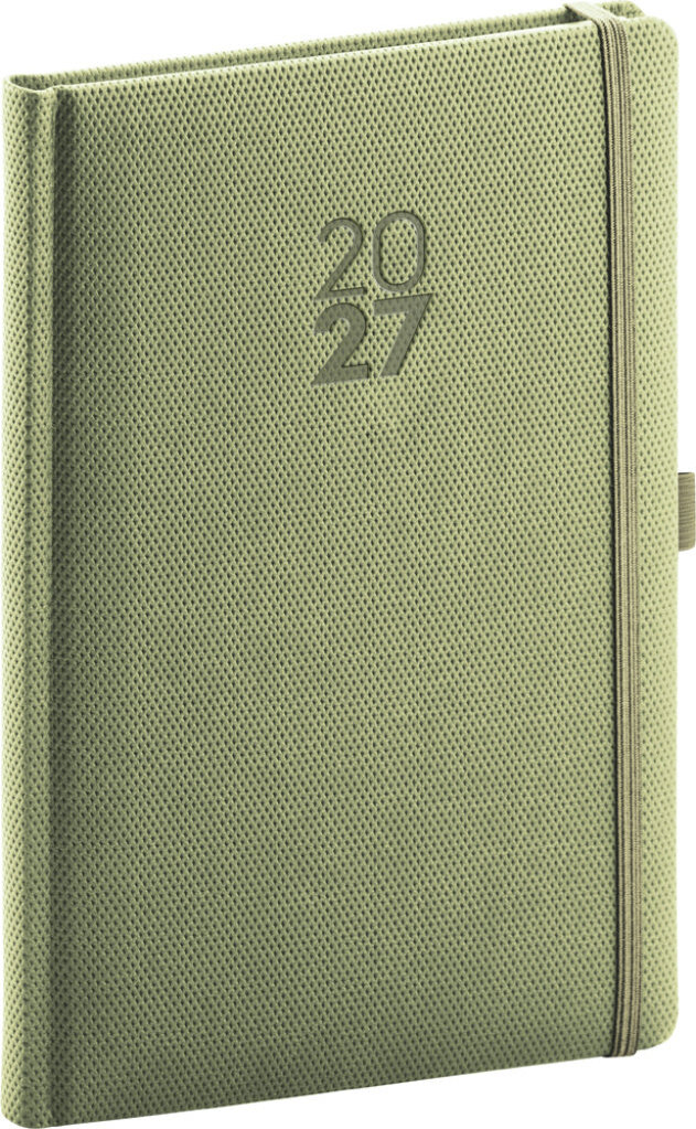 NOTIQUE týždenný Diamante 2027, olivový, 15 × 21 cm