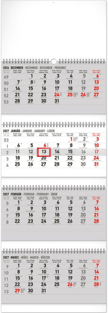 NOTIQUE 4-mesačný štandard skladací 2027, 29,5 × 84,5 cm