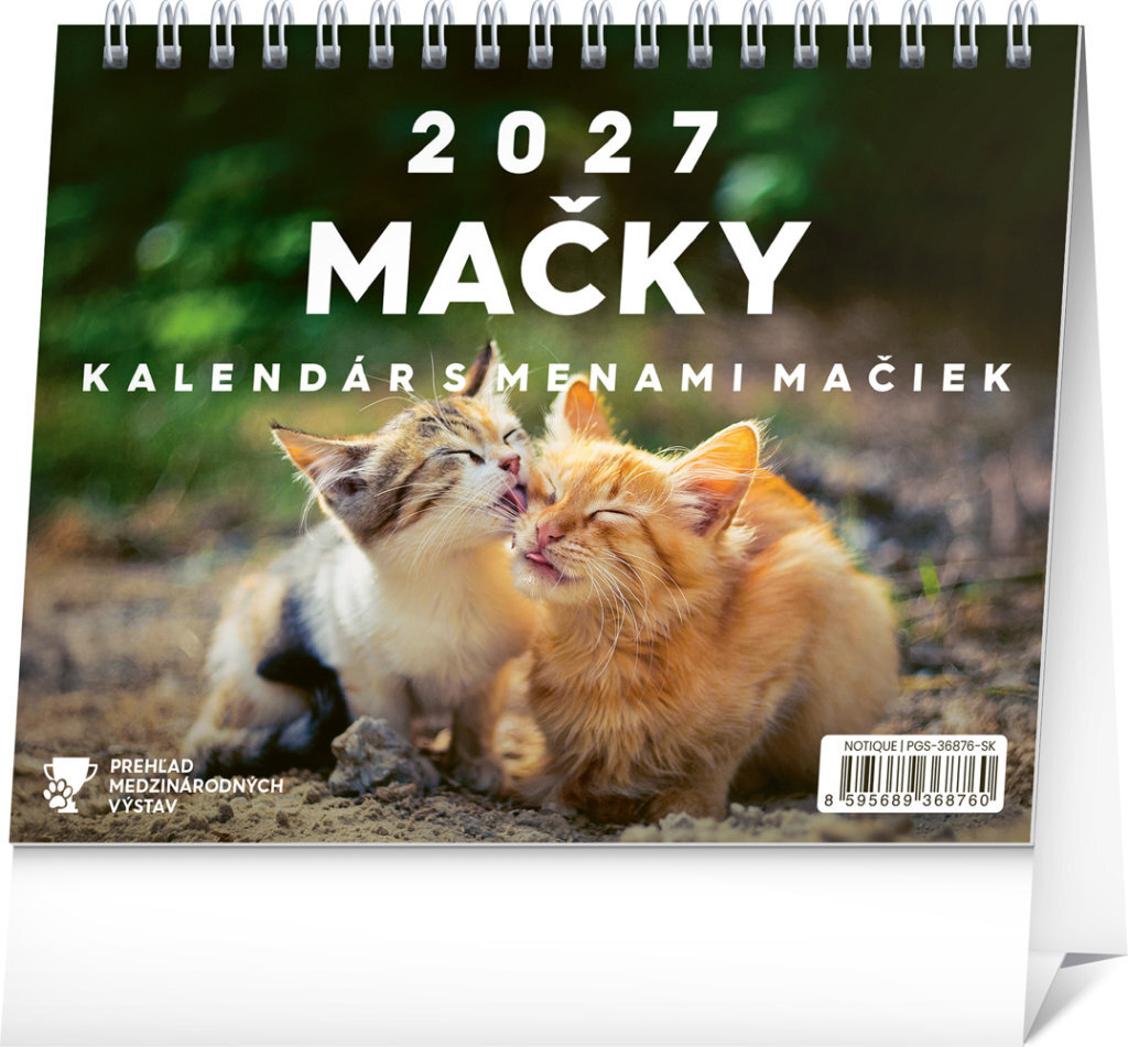 NOTIQUE Mačky – s menami mačiek 2027, 16,5 × 13 cm