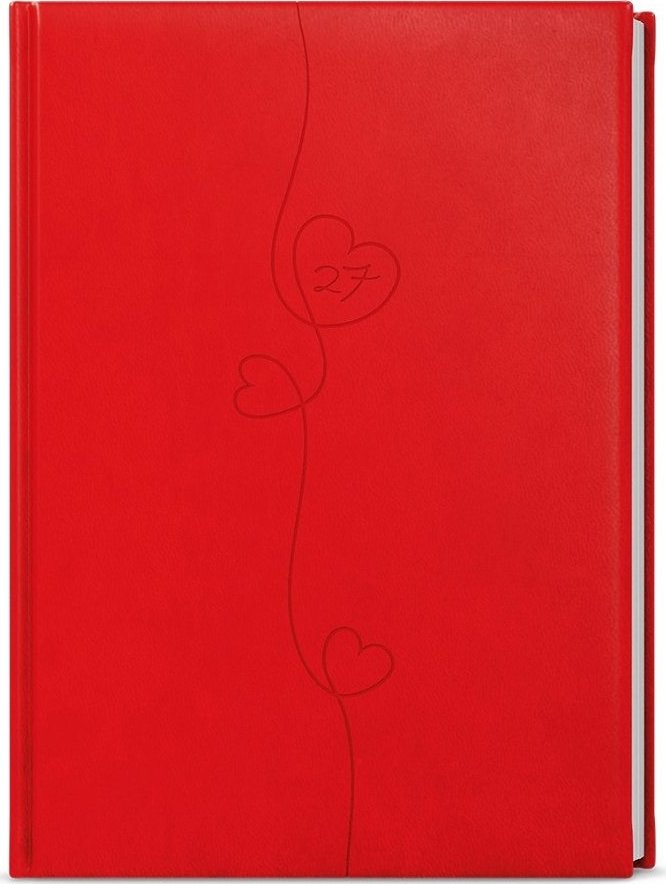 BALOUŠEK David Vivella s razbou denný Srdce 2027, červený, A5, 14,3 × 20,5 cm