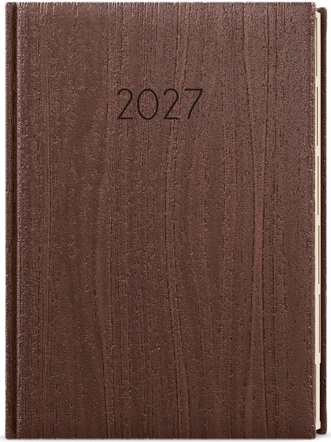 BALOUŠEK Ctirad s výsekom Wood denný 2027, hnedý, A5, 14,3 × 20,5 cm