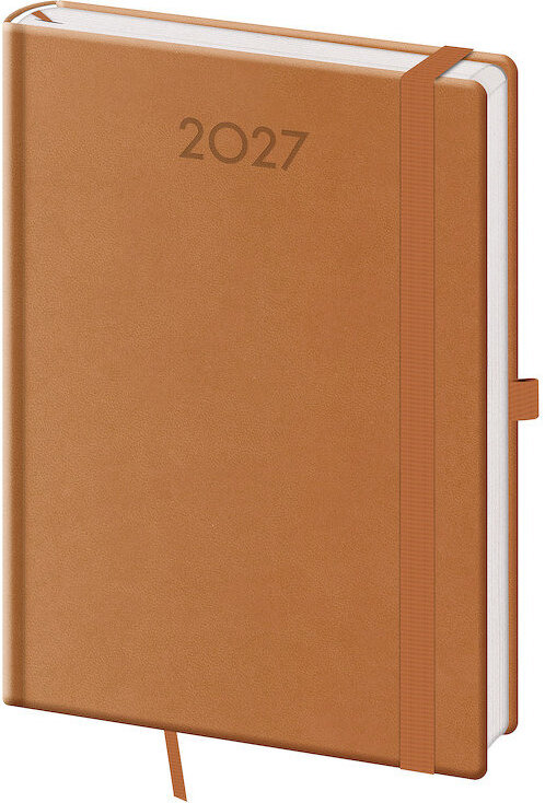HELMA 365 denní 2027 A5 Print Plus, přírodní hnědý
