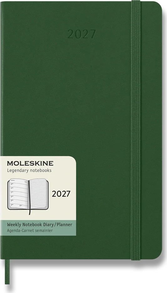 MOLESKINE 2027 L týždenný, tvrdé dosky, zelený