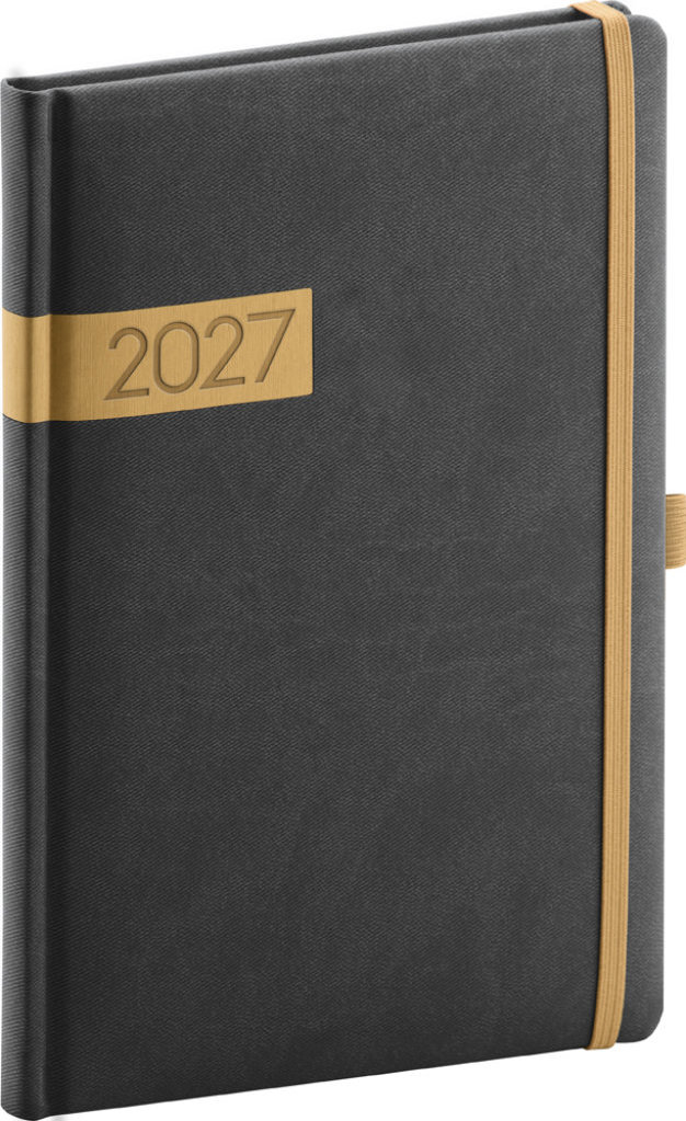 NOTIQUE týždenný Twill 2027, čierno-zlatý, 15 × 21 cm