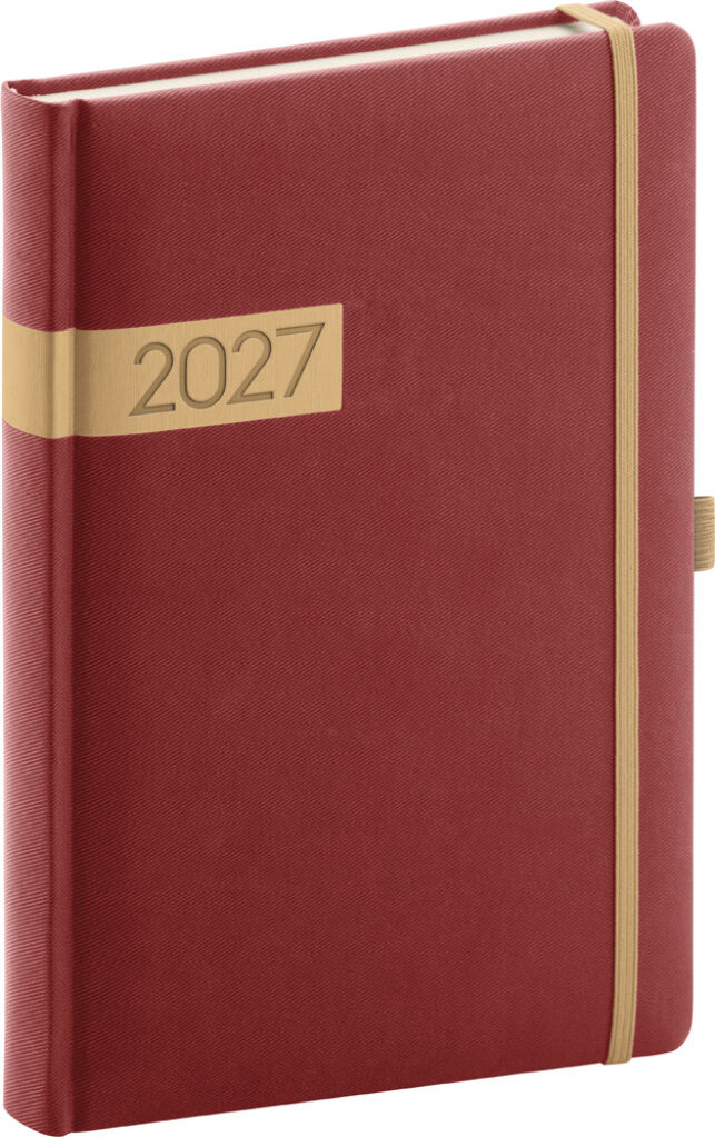 NOTIQUE denný Twill 2027, bordovo-zlatý, 15 × 21 cm