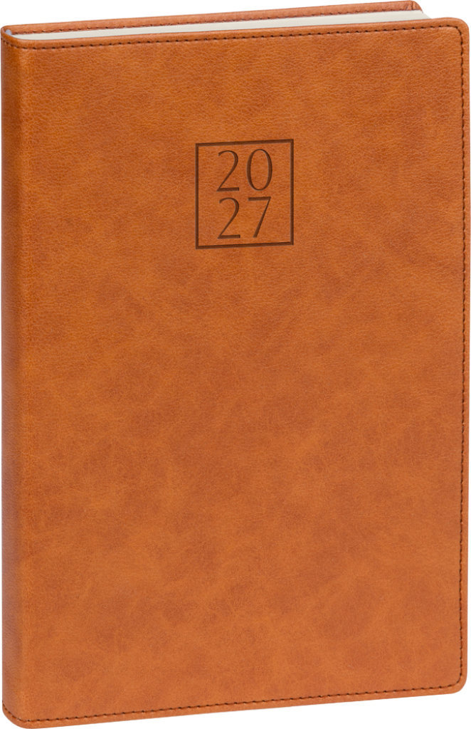 NOTIQUE denný Prestigio 2027, hnedý, 15 × 21 cm