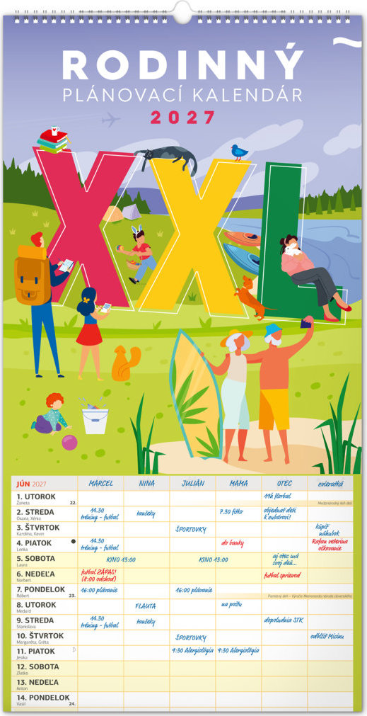 NOTIQUE rodinný plánovací XXL 2027, 33 × 64 cm