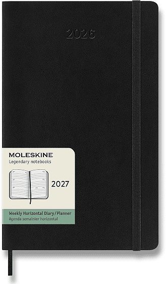 MOLESKINE 2027 L horizontálny týždenný, mäkké dosky, čierny
