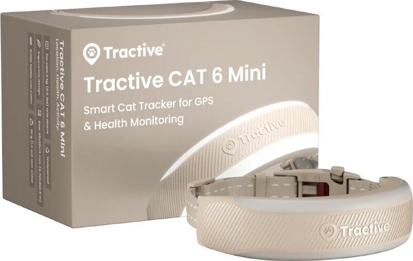 Tractive CAT 6 Mini GPS lokátor pre mačky s monitorom zdravia a obojkom, hnedý
