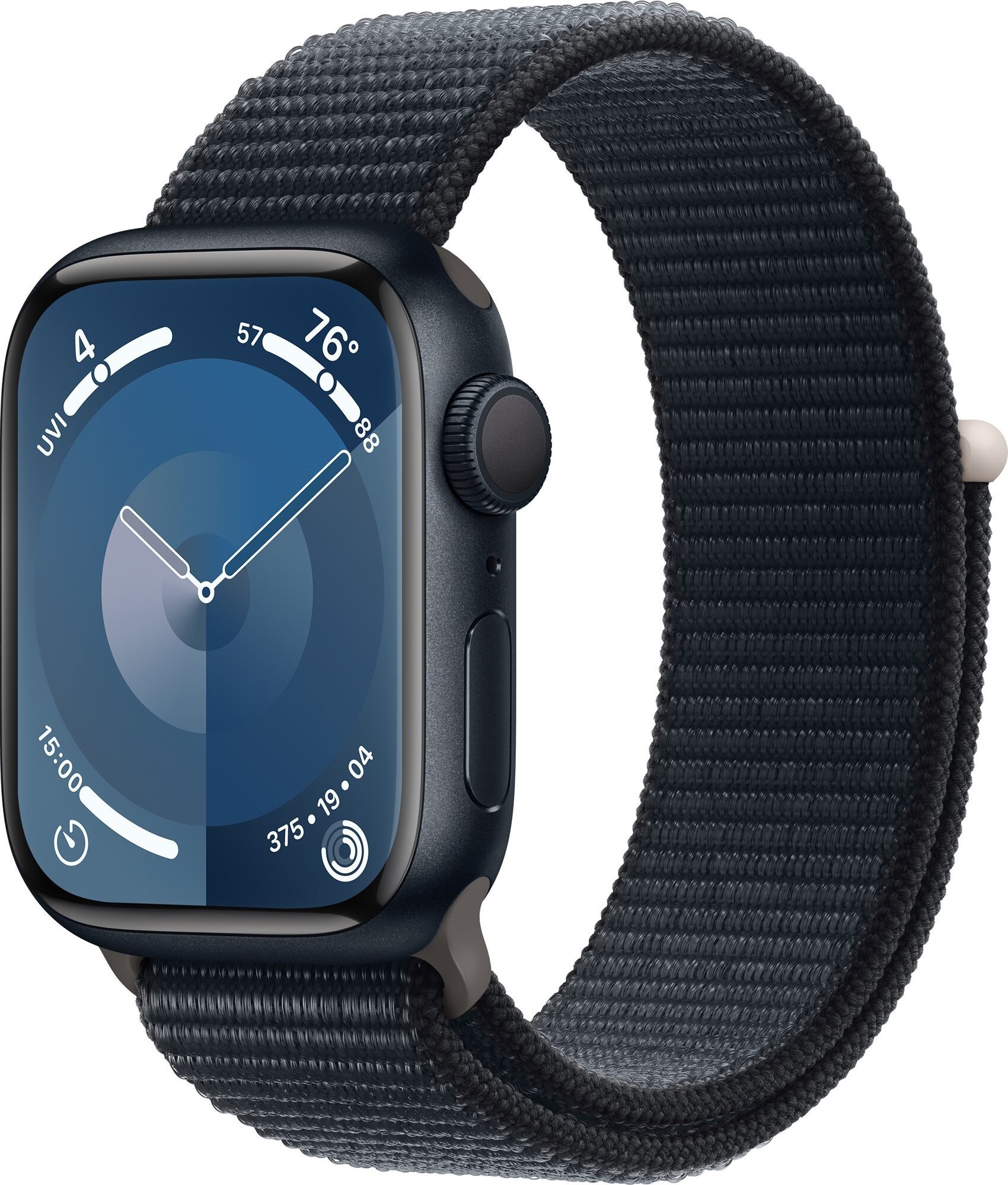 Apple Watch Series 9 41 mm Tmavo atramentový hliník s tmavo atramentovým prevliekacím športovým remienkom