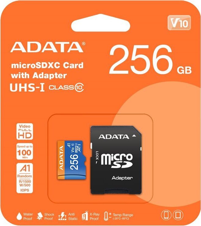 ADATA MicroSDXC 256 GB Premier + SD adaptér