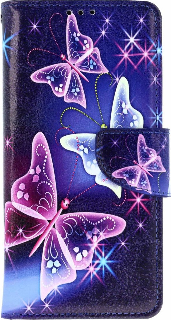 TopQ Puzdro Xiaomi Redmi Note 14 Pro 5G knižkové Modré s motýlikmi 137322