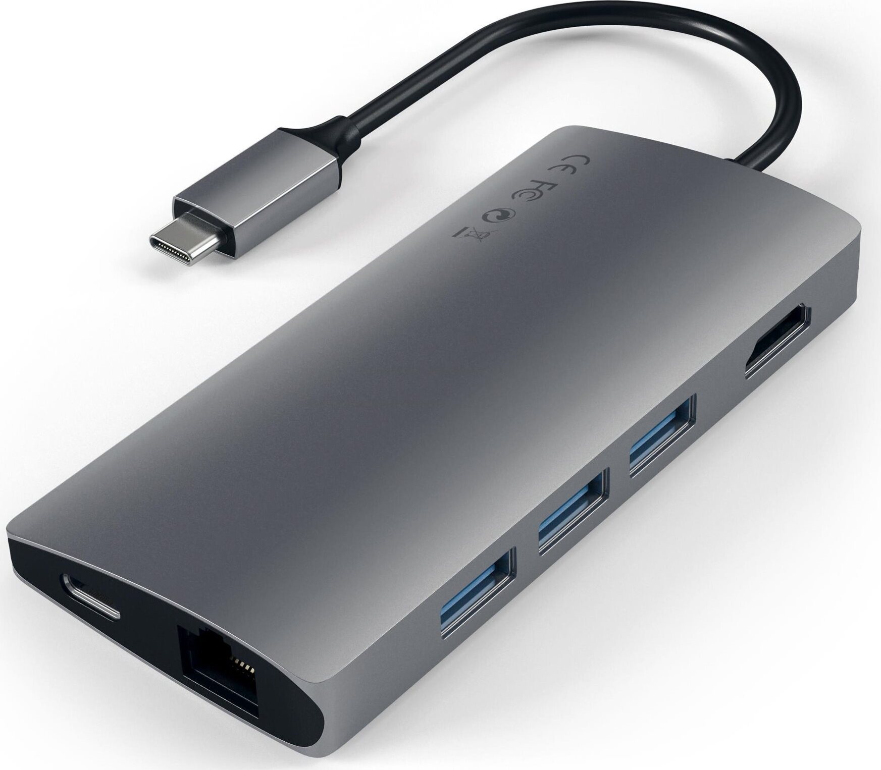 Satechi Aluminium Type-C Multi-Port Adaptér (HDMI 4K, 3× USB 3.0, MicroSD, Ethernet V2) – Space Grey