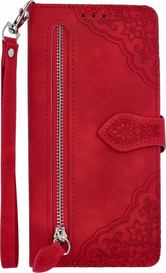 TopQ Puzdro Xiaomi Redmi Note 14 5G knižkové so zipsom červené 136680