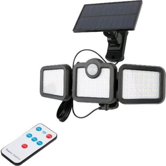 Entac Vonkajšie solárne svetlo LED so senzorom 15 W 600 lm, denný, posuvný solárny panel, diaľkové ovládanie