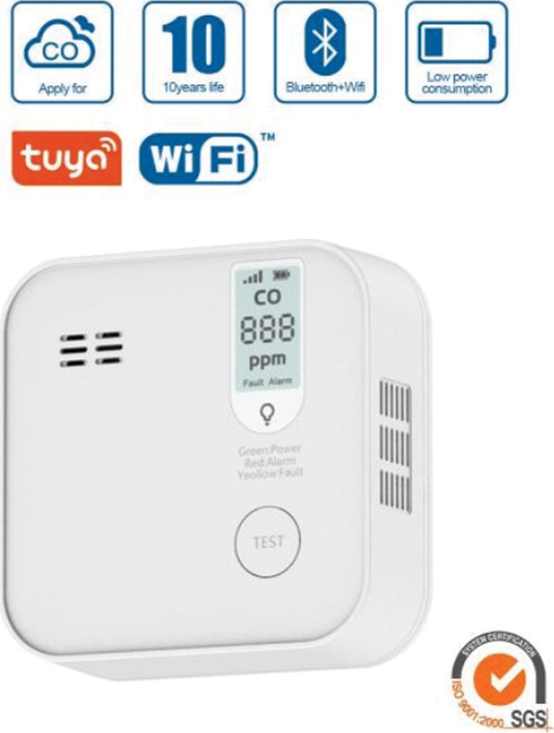 Hütermann Tuya WiFi detektor oxidu uhoľnatého