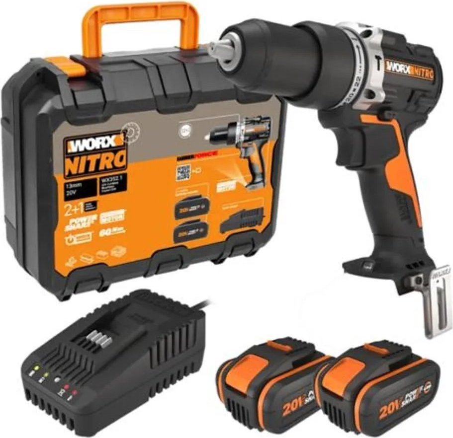 WORX Nitro Vŕtačka s príklepom AKU 20 V WX352.1 (2× 4 Ah)
