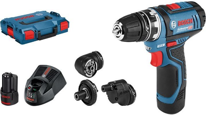 BOSCH Professional Vŕtačka AKU GSR 12V-15 FC, L-BOXX, 3 nadstavce 0.601.9F6.000 (2× 2 Ah)