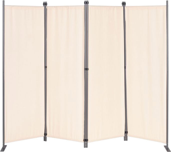MultiGarden AW-022/4TLG Skladací záhradný a izbový paraván, 4-dielny, 167 × 216 cm, béžový