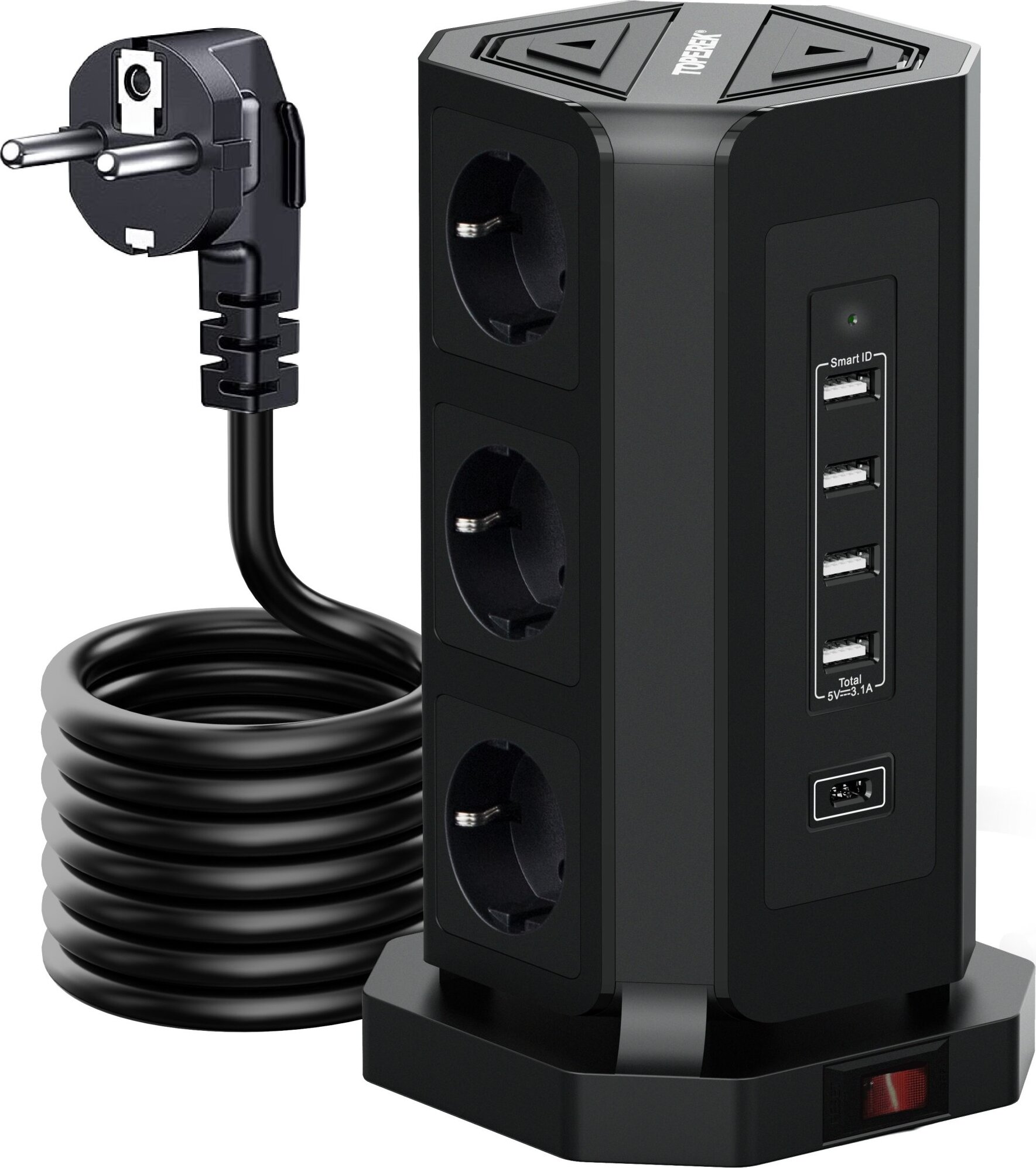 TOPREK USB Vertical Power Strip TP-VD5U9E