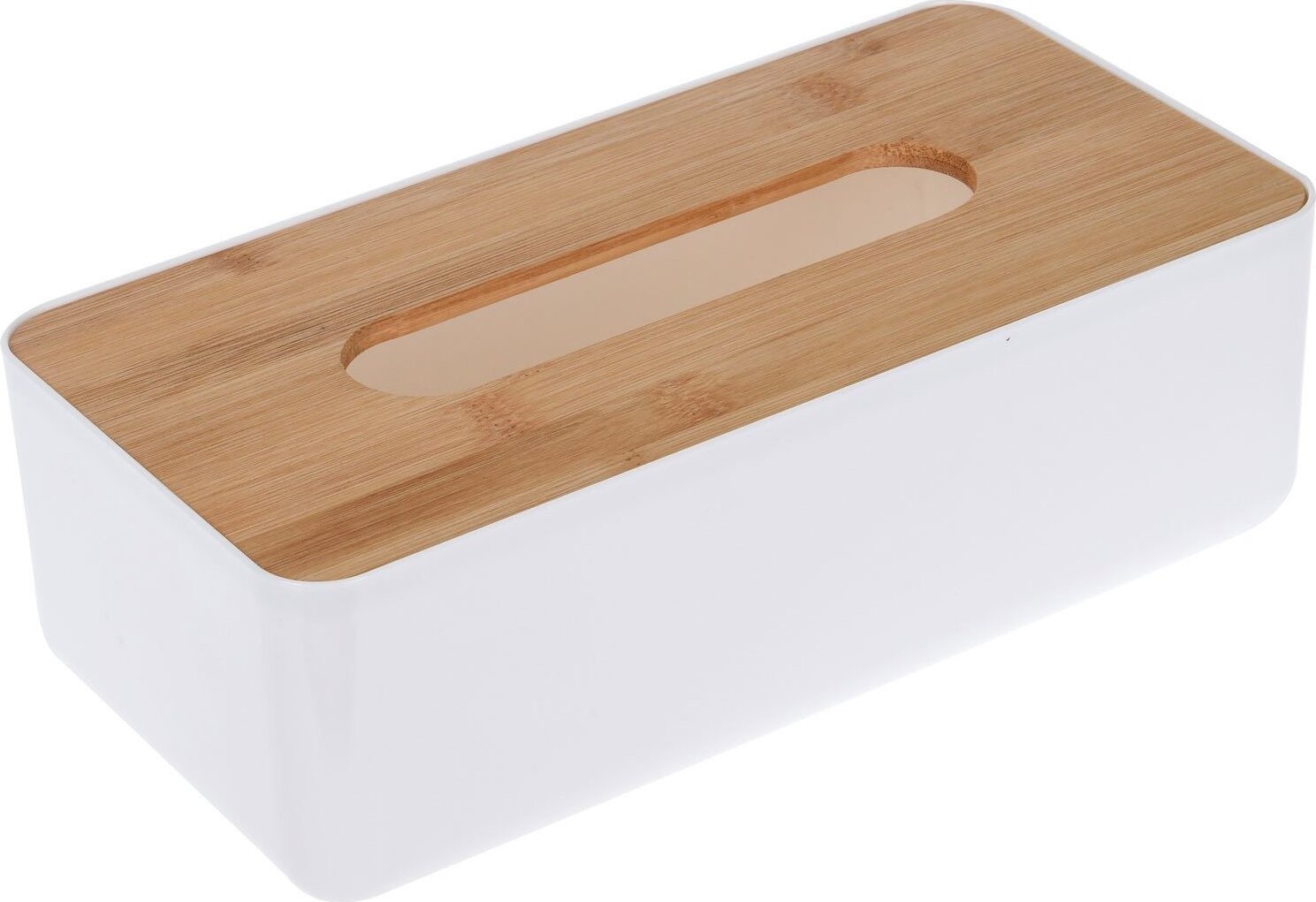 Storagesolutions box na vreckovky s bambusovým vekom 26 × 13 × 8 cm biely