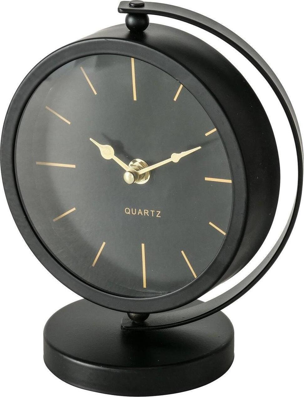 Boltze Stolové čierne hodiny BALIA, zlaté ručičky, 20 cm
