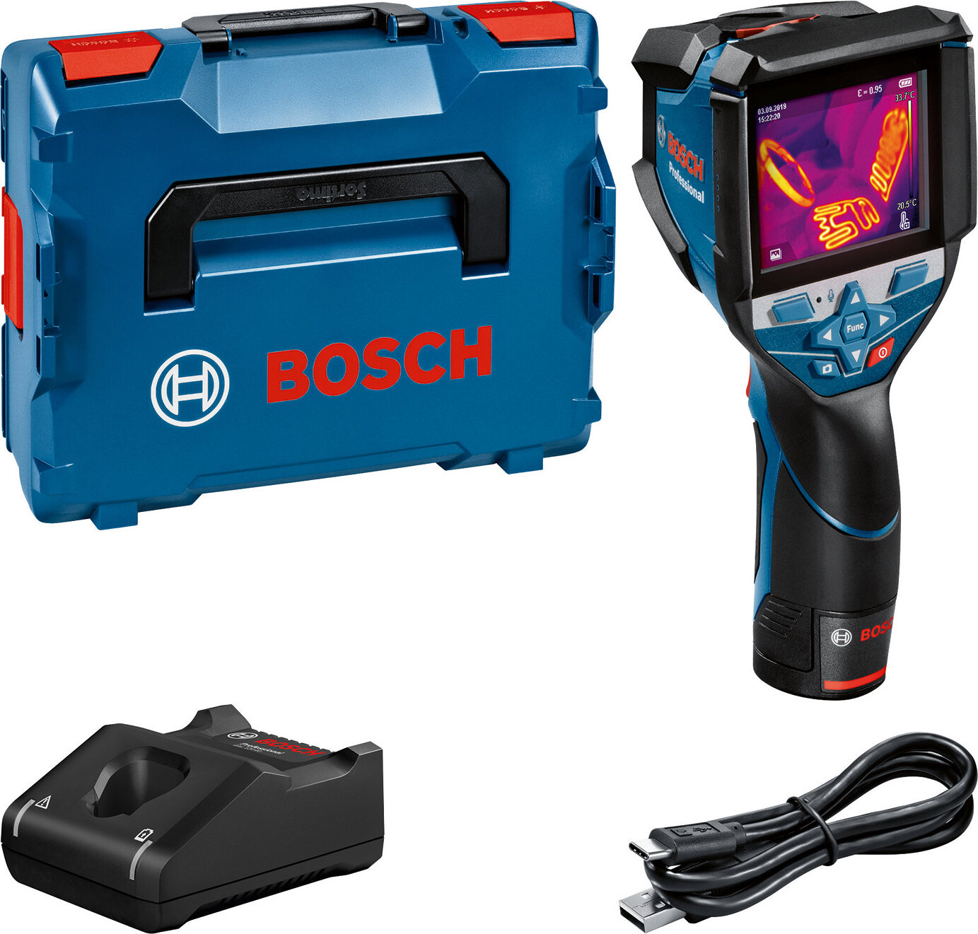 BOSCH Professional Termokamera AKU GTC 600 C, GAL 18V-40, L-BOXX 136 0.601.083.500 (1× 2 Ah)